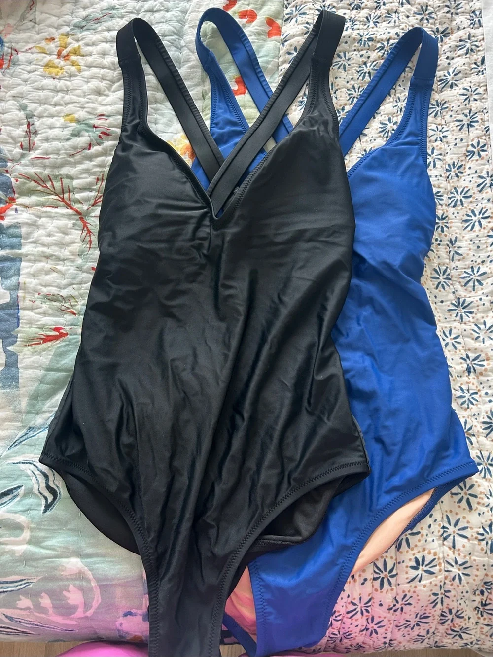 J. Crew One-Piece Swimsuit in Black and Royal Blue